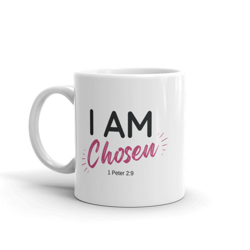 I am Chosen White glossy mug
